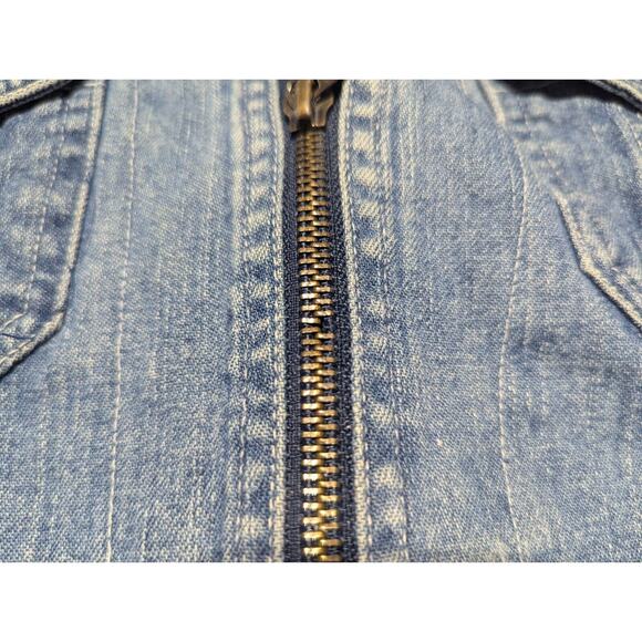 Express Womens Vintage Cropped Jean Jacket Sz Small 90s Old Stock Metal Zipper - Picture 2 of 9